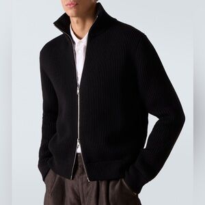 Maison Martin Margiela Black Ribbed Zip-Up Sweater